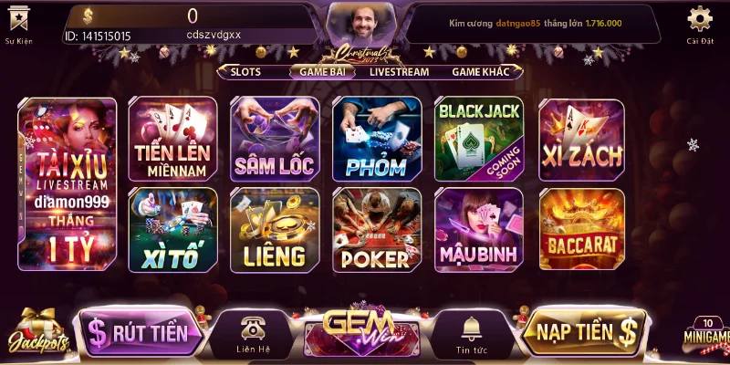 Cổng game sở hữu số lượng game bài lớn, đa dạng thể loại